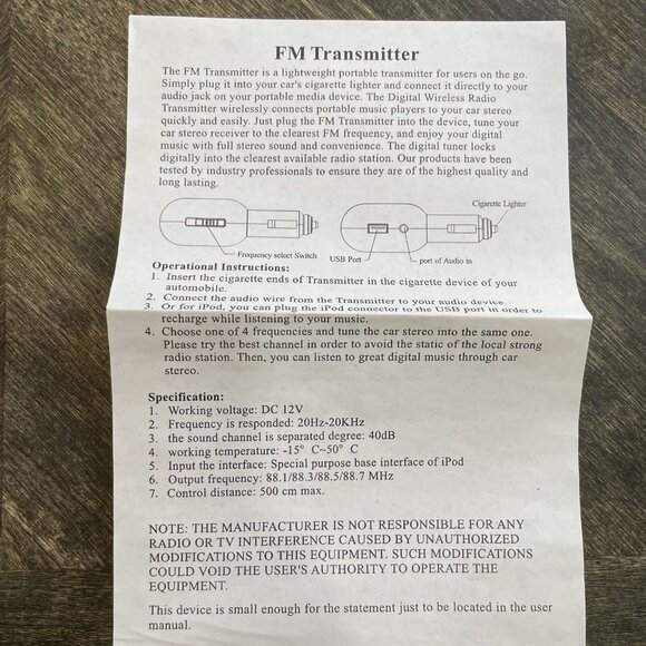 Vivitar FM Transmitter USB Car Charger - Picture 5 of 5